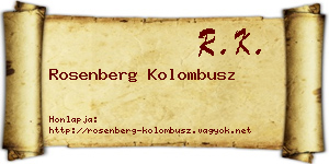 Rosenberg Kolombusz névjegykártya